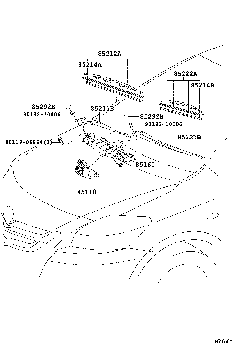 85211-52271 ARM, FRONT WIPER, RH product image