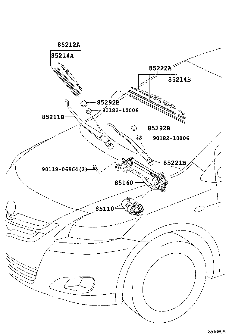 Toyota 85110-52440 MOTOR ASSY, WINDSHIELD WIPER