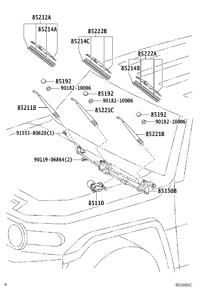 Toyota 85110-26210 MOTOR ASSY, WINDSHIELD WIPER