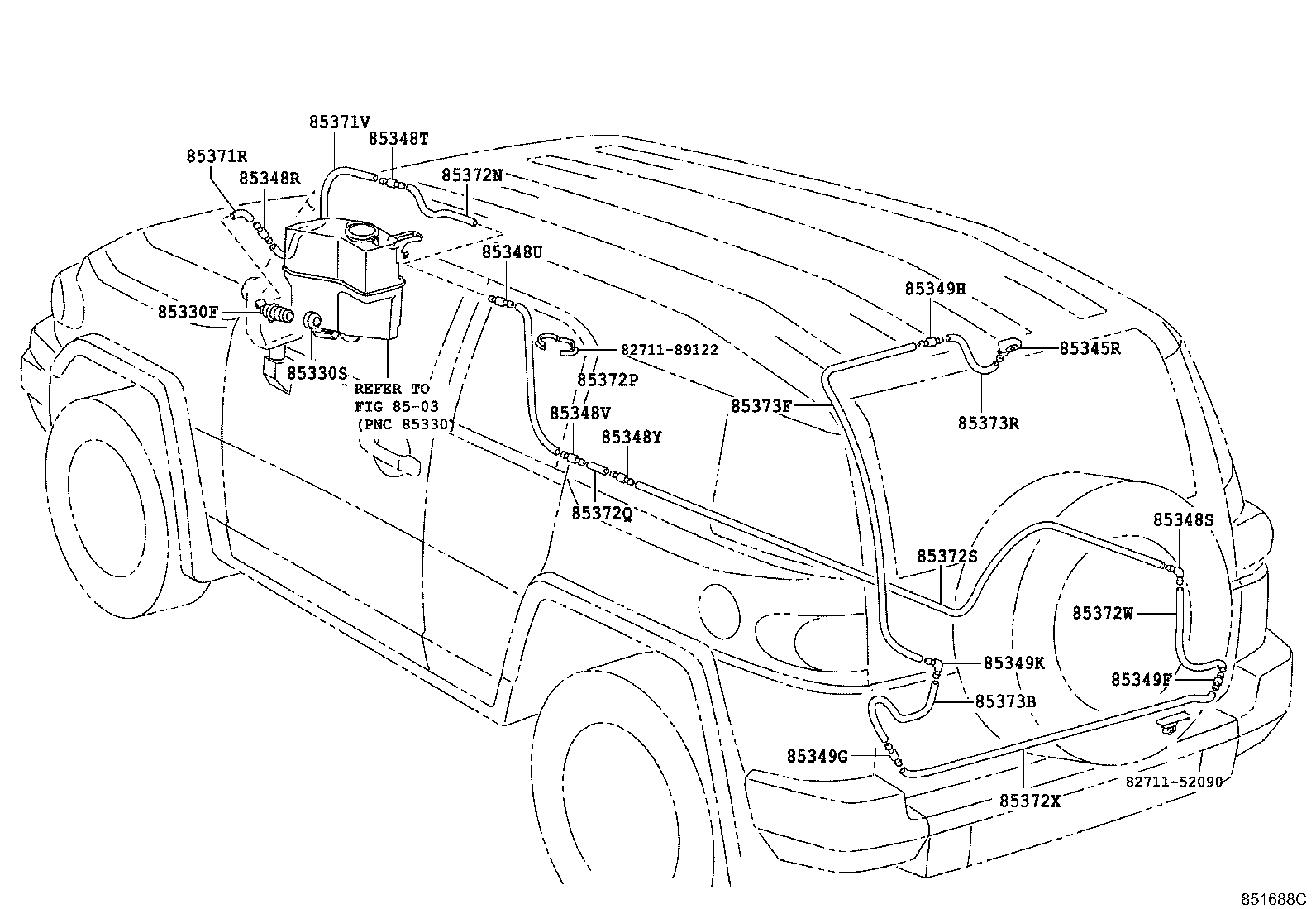 Toyota 85371-50020 CLAMP, REAR WASHER HOSE