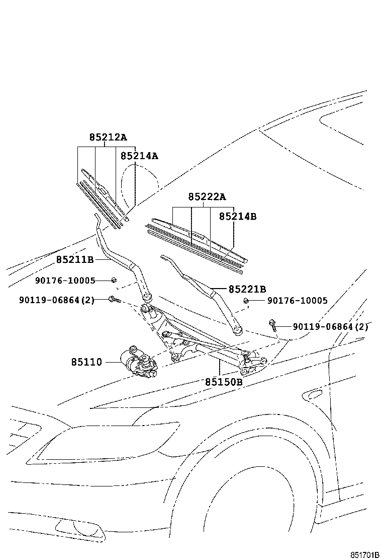 Toyota 85110-33050 MOTOR ASSY, WINDSHIELD WIPER