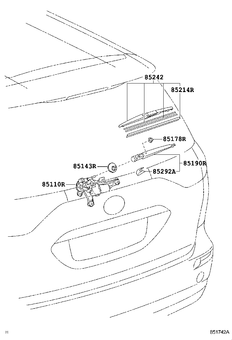 85130-28080 MOTOR ASSY, REAR WIPER product image