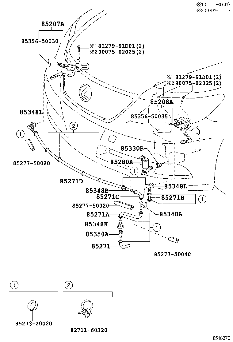 Toyota 85044-50050-C0 NOZZLE SUB-ASSY, TYPE1 H/LAMP WASHER, RH