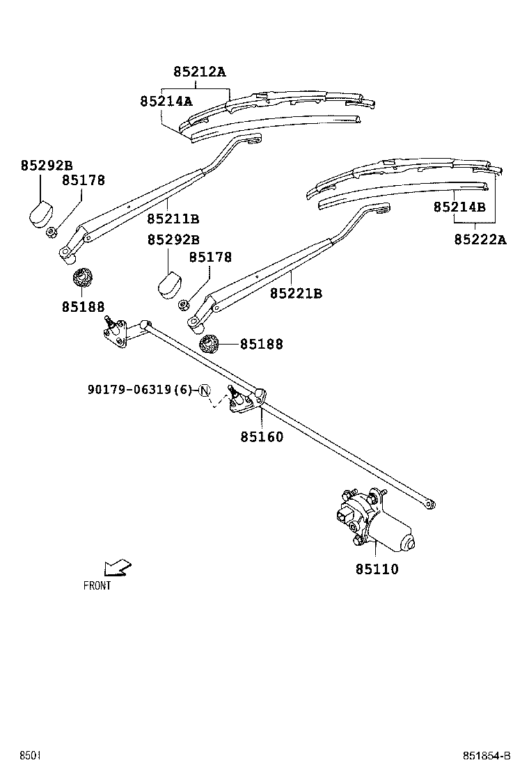 85221-BZ080 ARM, FRONT WIPER, LH product image