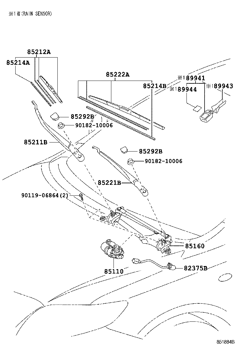 85211-12530 ARM, FRONT WIPER, RH product image