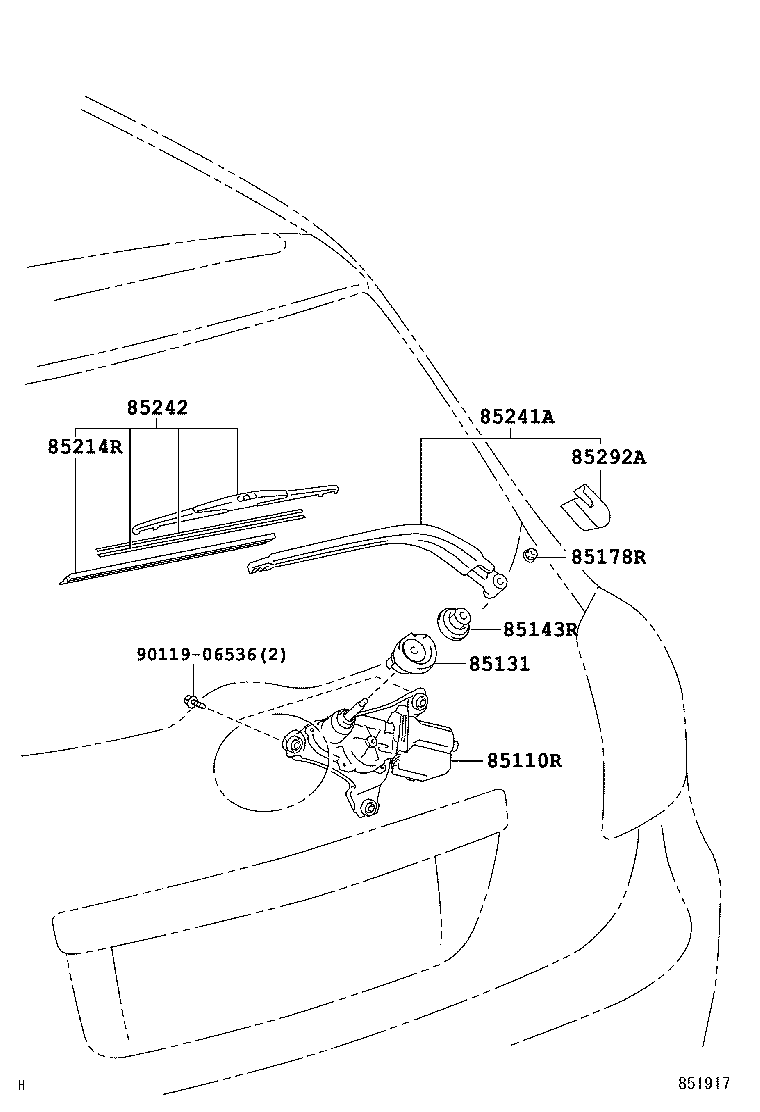 85241-02040 ARM, REAR WIPER product image