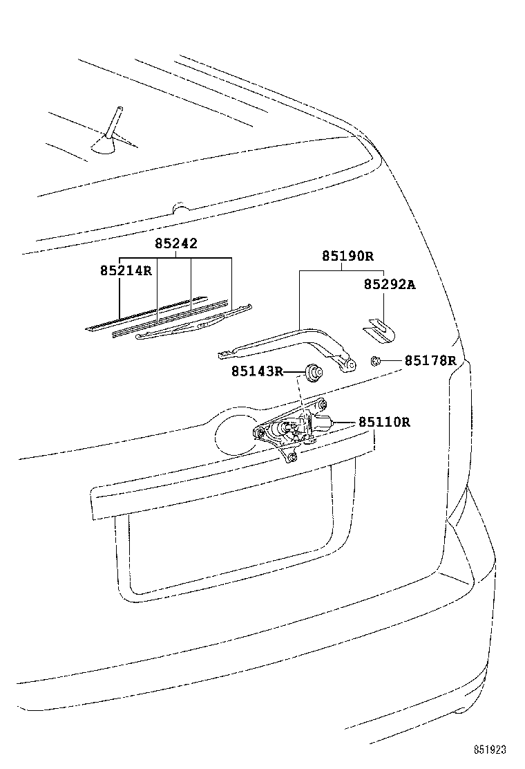 85241-12120 ARM ASSY, REAR WIPER product image