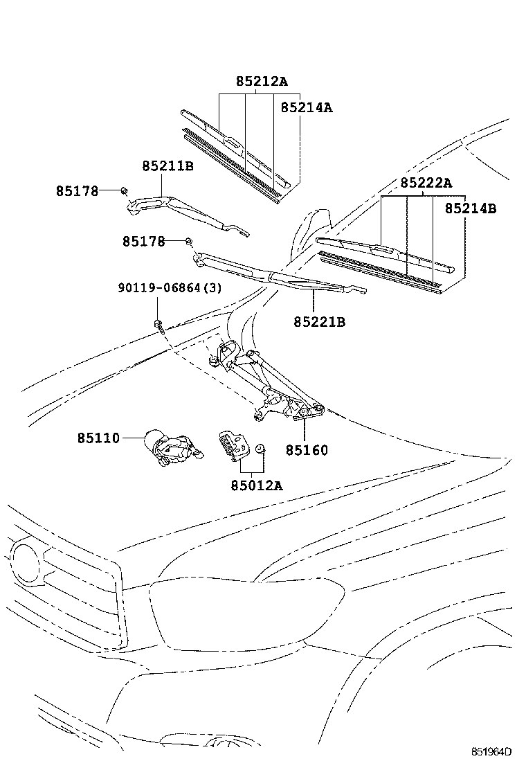 85110-48140 MOTOR ASSY, WINDSHIELD WIPER product image