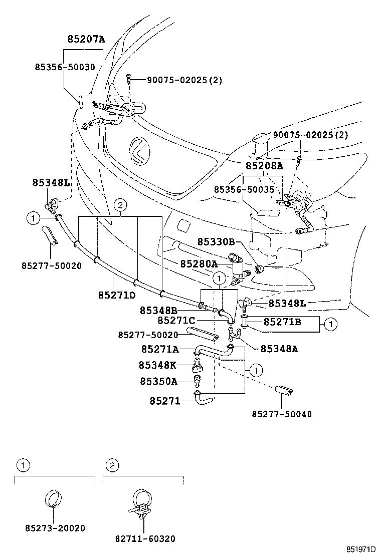 Toyota 85044-50060-C2 NOZZLE SUB-ASSY, TYPE1 H/LAMP WASHER, RH