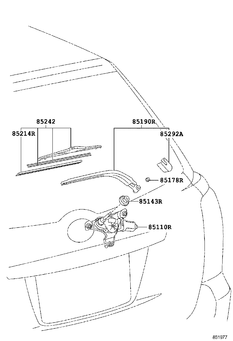 85241-13090 ARM ASSY, REAR WIPER product image