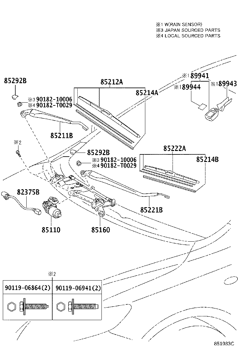85110-02280 MOTOR ASSY, WINDSHIELD WIPER product image