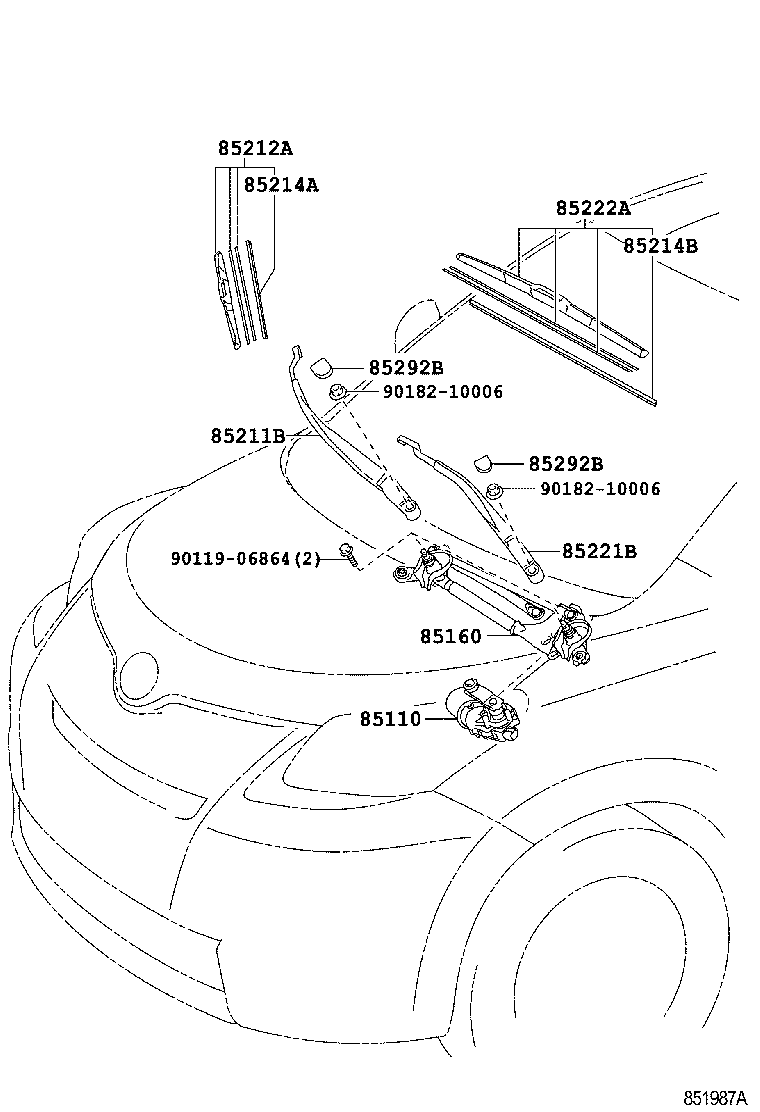 Toyota 85110-52550 MOTOR ASSY, WINDSHIELD WIPER