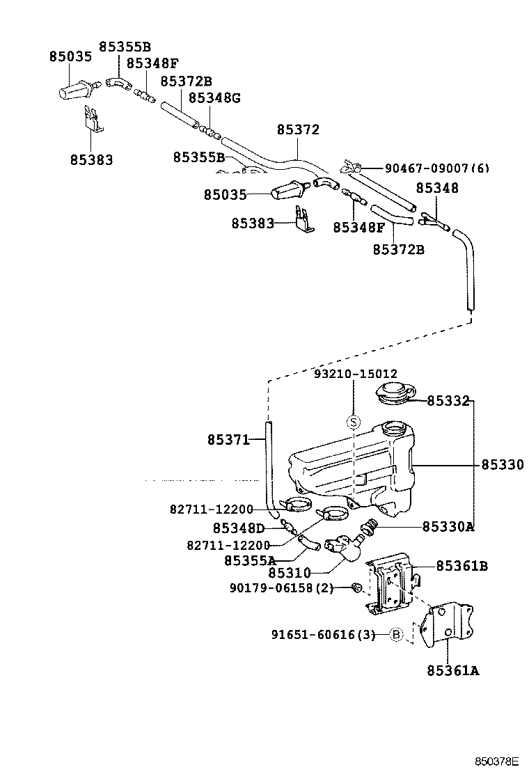 85361-36170 BRACKET, WINDSHIELD WASHER, NO.1 product image