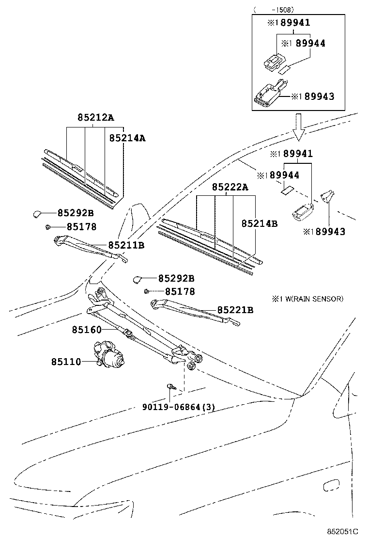 85221-60280 ARM, FRONT WIPER, LH product image