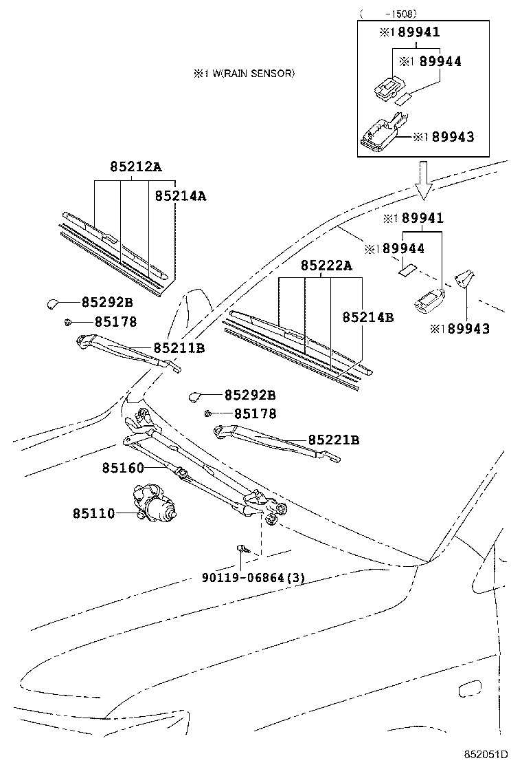 85211-60240 ARM, FRONT WIPER, RH product image
