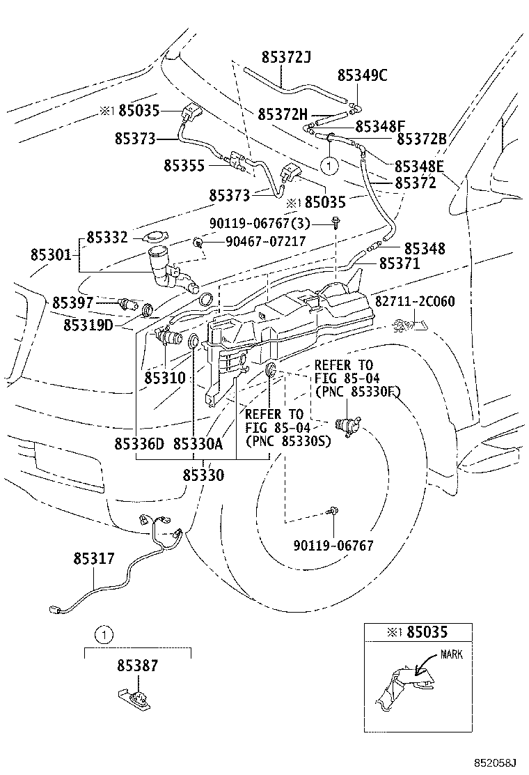 Toyota 85355-60220 JAR ASSY, WINDSHIELD WASHER