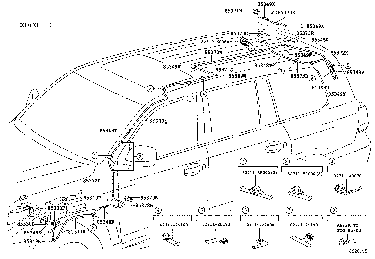 Toyota 85371-60030 CLAMP, REAR WASHER HOSE