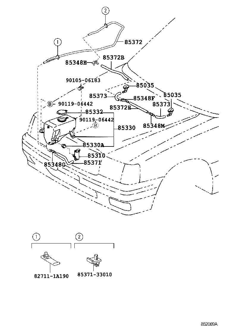 85337-43010 BRACKET, WINDSHIELD WASHER, NO.2 product image