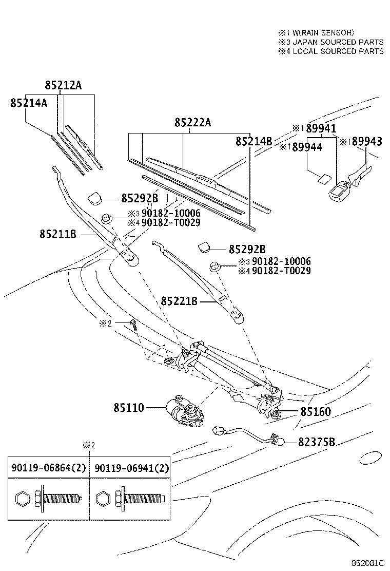 85110-02280 MOTOR ASSY, WINDSHIELD WIPER product image