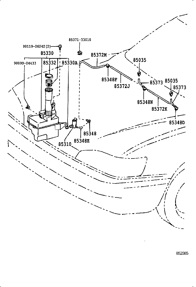 85385-33030 NOZZLE SUB-ASSY, WASHER product image
