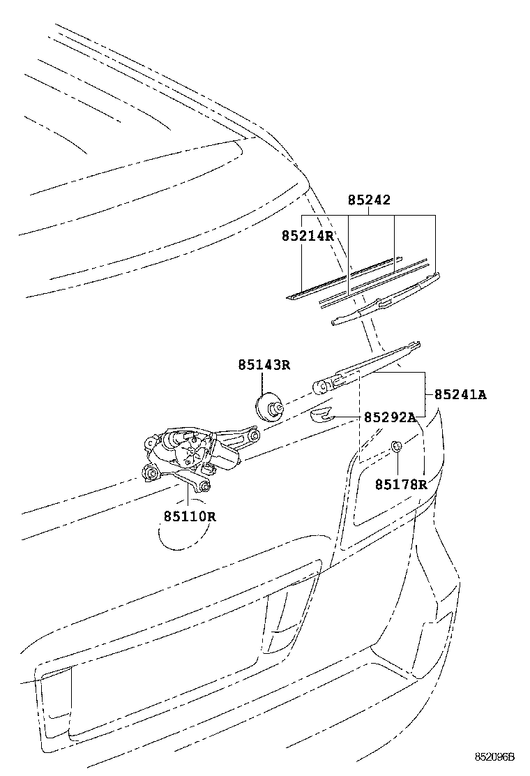 Toyota 85130-60241 MOTOR ASSY, REAR WIPER