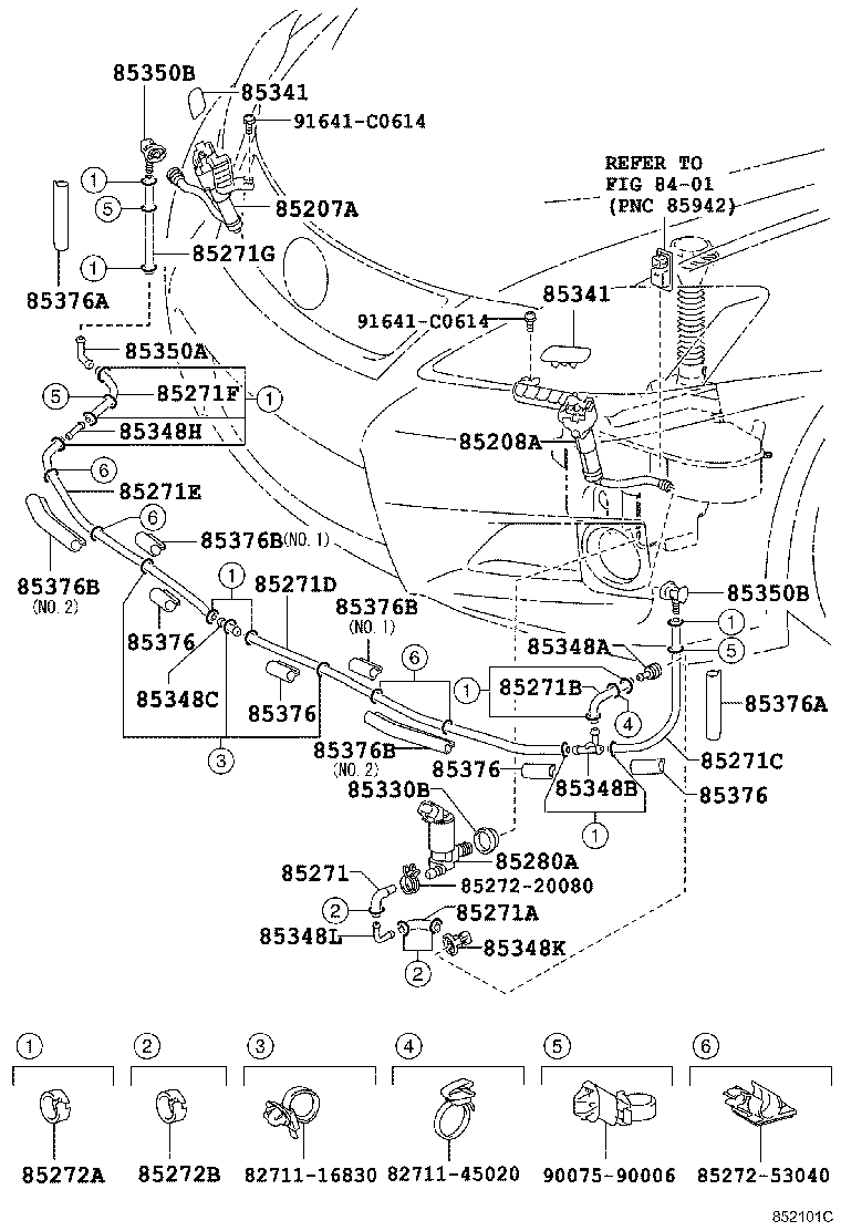 Toyota 90075-15040 HOSE, HEADLAMP CLEANER, NO.3