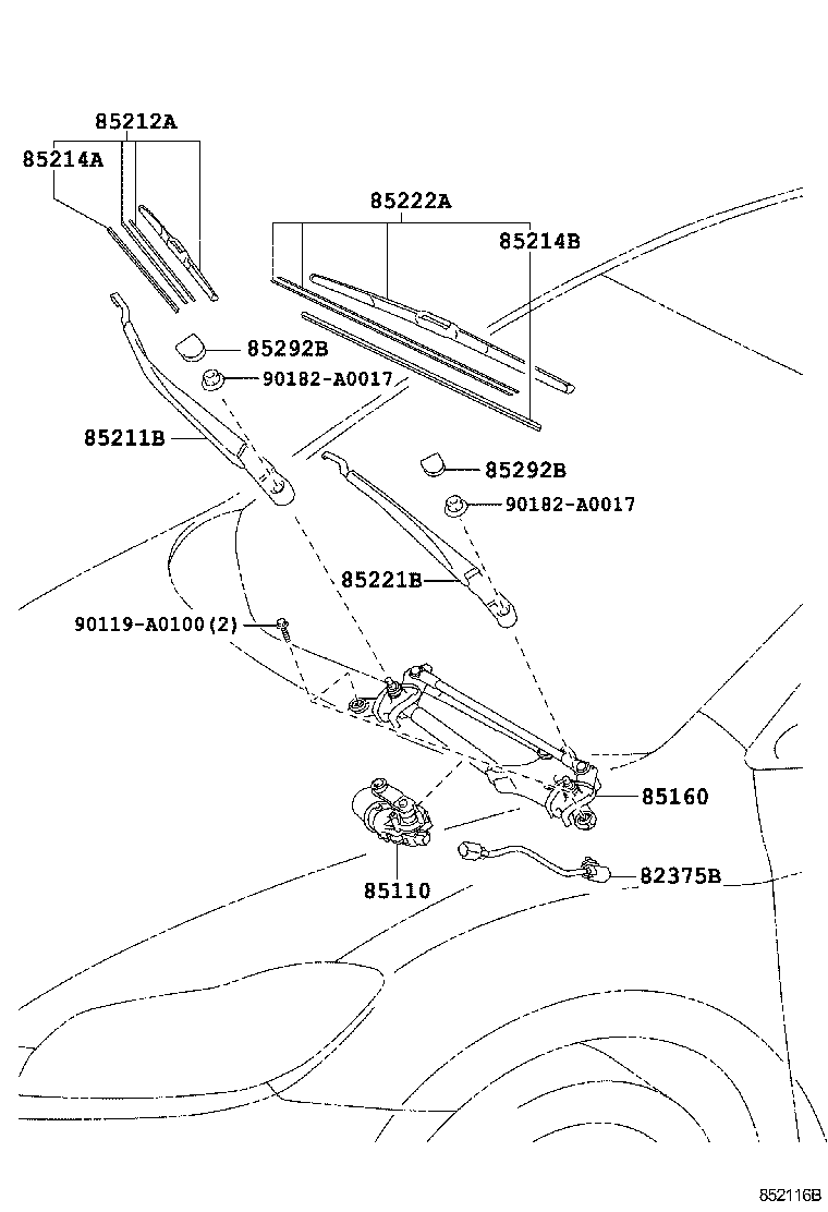 Toyota 85110-02250 MOTOR ASSY, WINDSHIELD WIPER