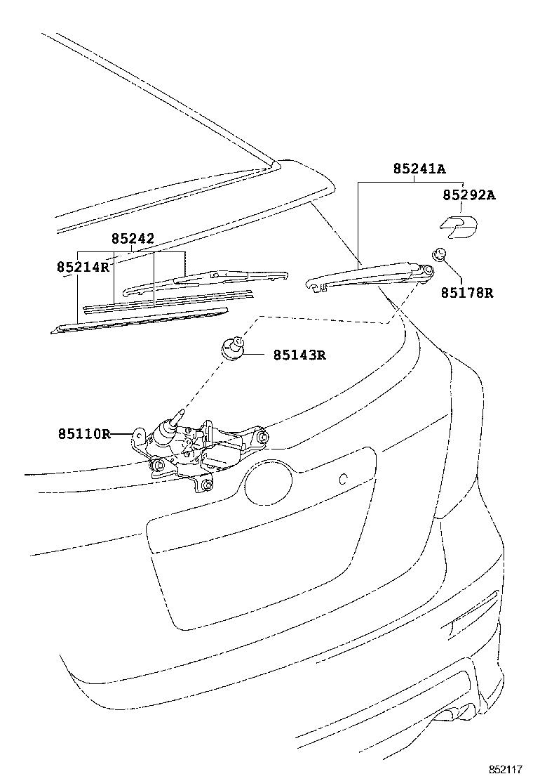 85241-02050 ARM, REAR WIPER product image