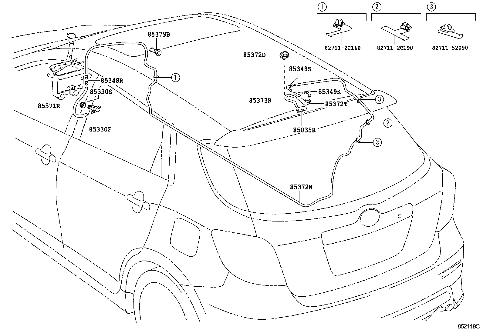Toyota 90068-45001 HOSE, REAR WASHER (FROM JOINT TO NOZZLE)