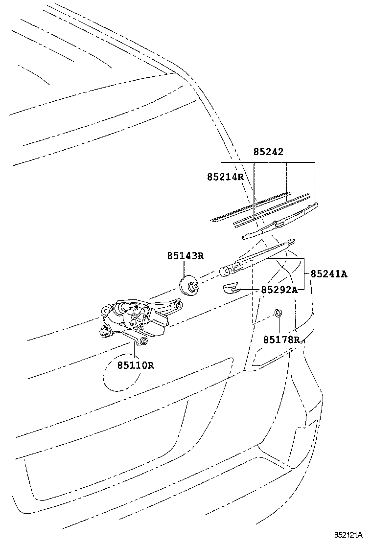 85130-0G031 MOTOR ASSY, REAR WIPER product image