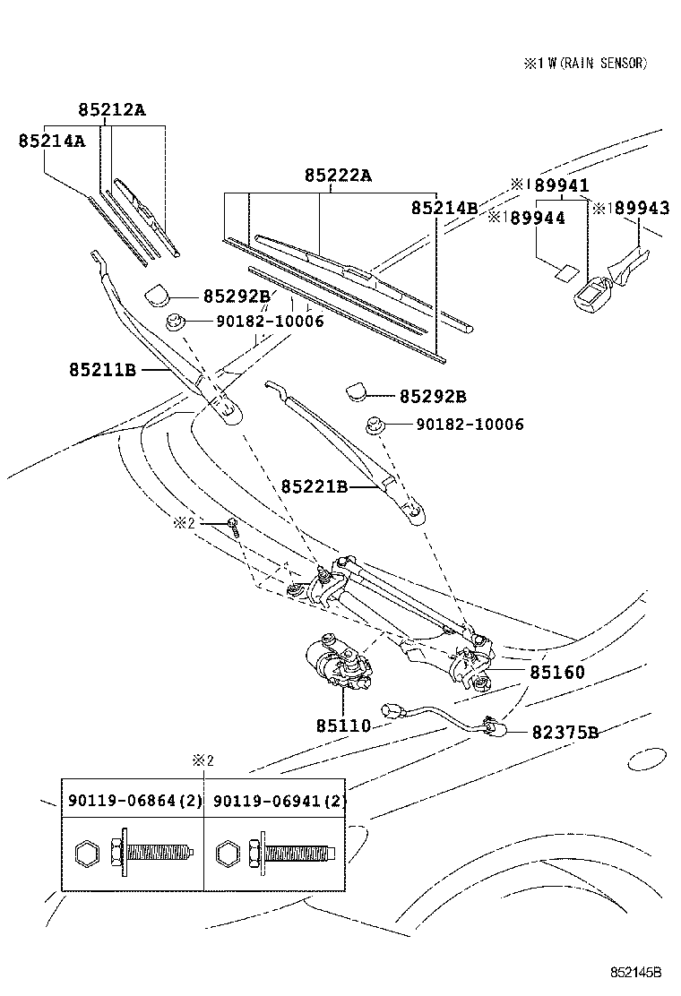 85211-02210 ARM, FRONT WIPER, RH product image