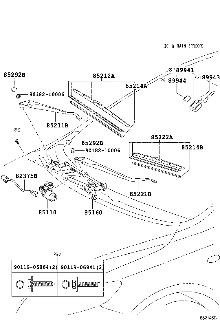 85211-02210 ARM, FRONT WIPER, RH product image