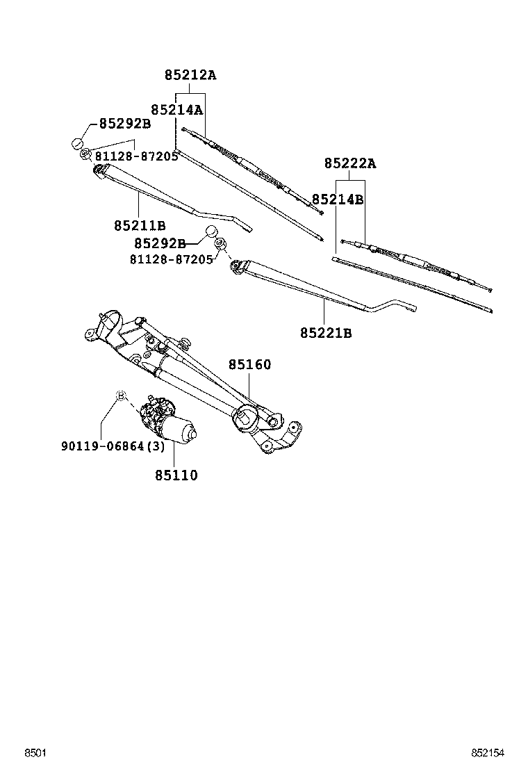 85221-B4030 ARM, FRONT WIPER, LH product image