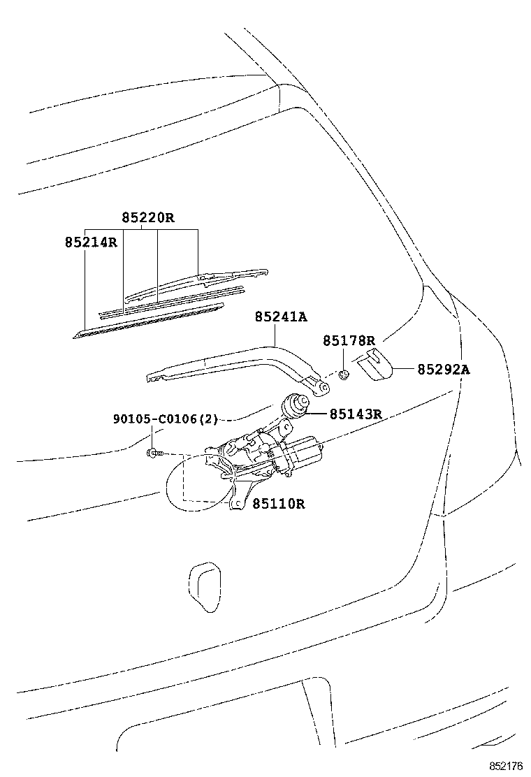 85130-0D050 MOTOR ASSY, REAR WIPER product image