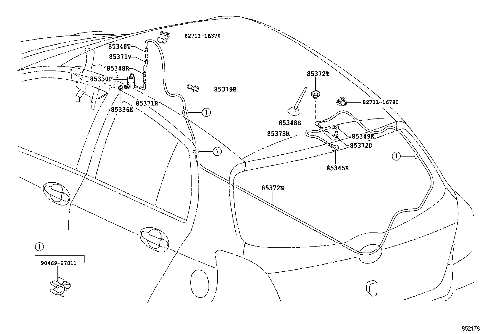 90068-33076 HOSE, REAR WASHER (FROM JOINT TO NOZZLE) product image