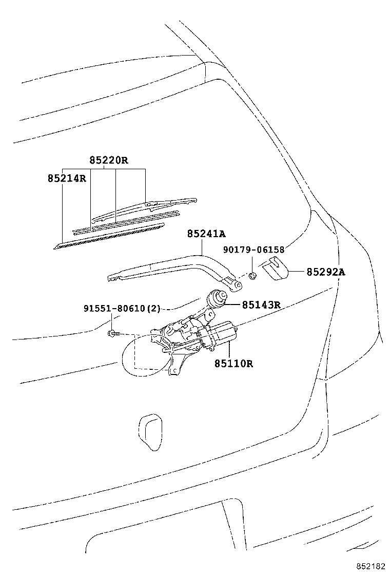 85130-52170 MOTOR ASSY, REAR WIPER product image