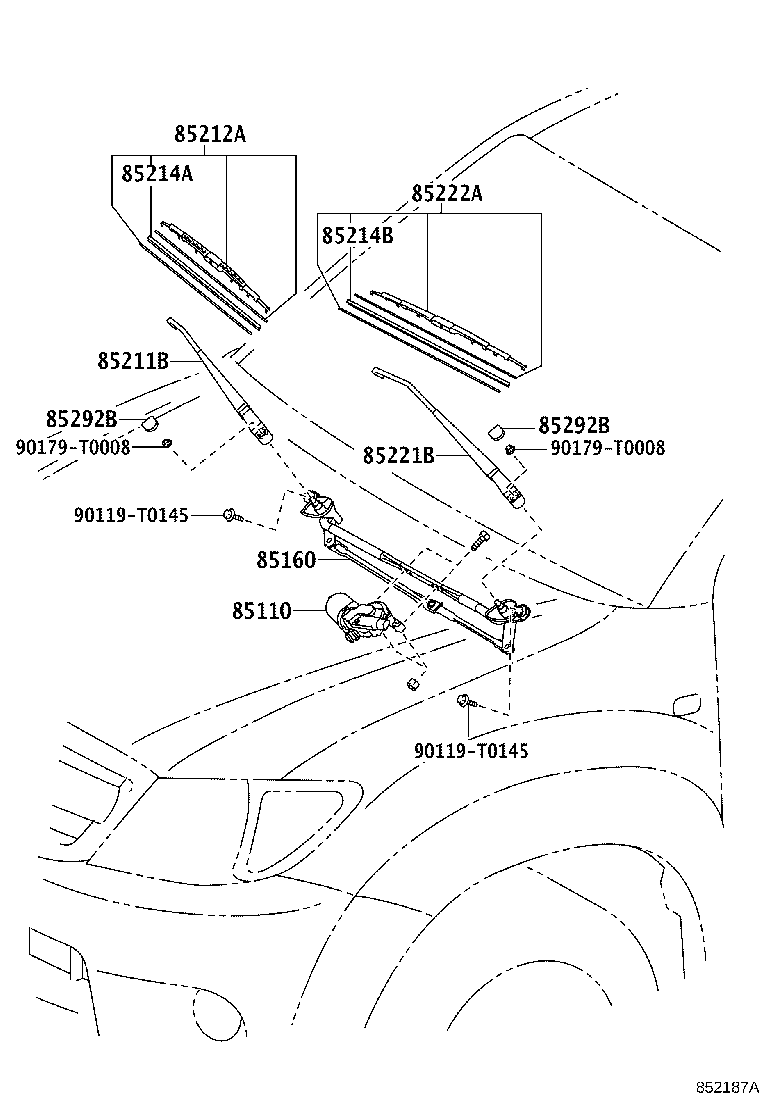 85211-0K030 ARM, FRONT WIPER, RH product image