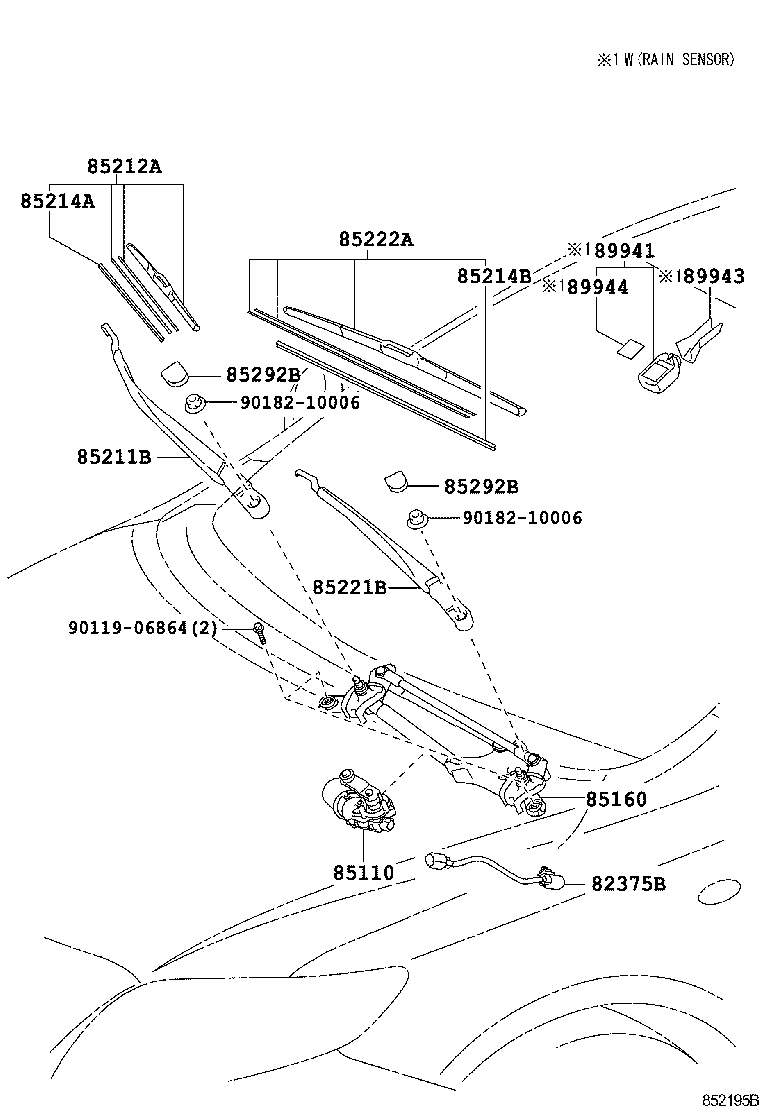 85211-02280 ARM, FRONT WIPER, RH product image