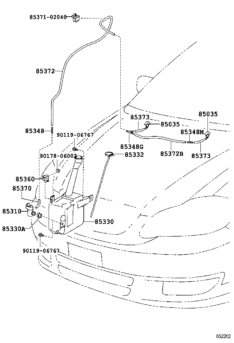 85370-02150 HOSE ASSY, WINDSHIELD WASHER product image