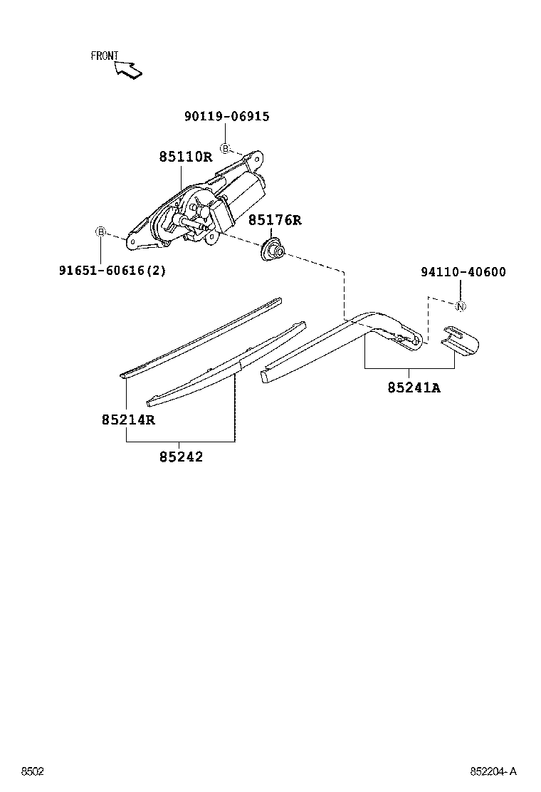 Toyota 85243-BZ030 RUBBER, REAR WIPER