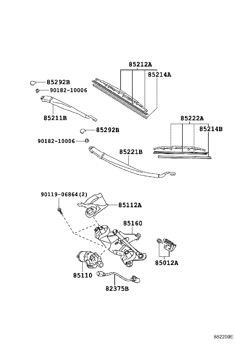 85110-28301 MOTOR ASSY, WINDSHIELD WIPER product image