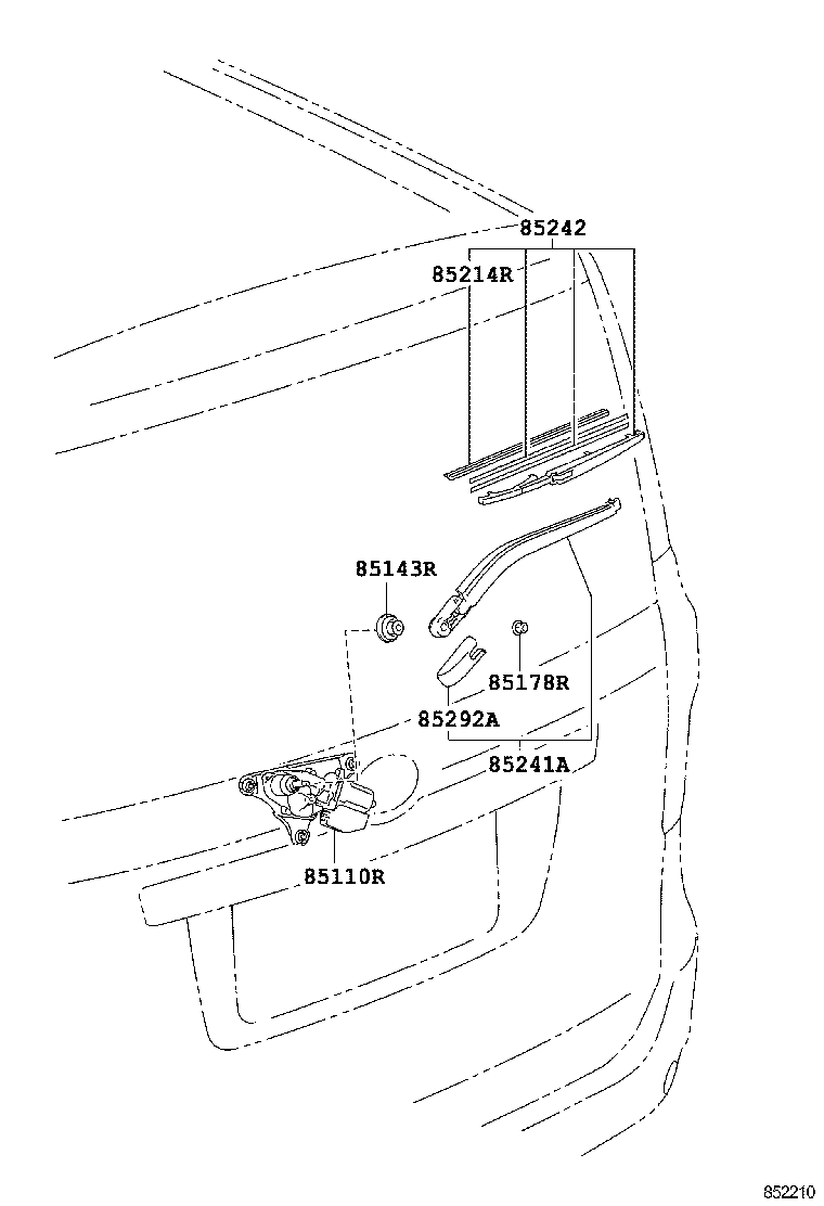 85130-28090 MOTOR ASSY, REAR WIPER product image