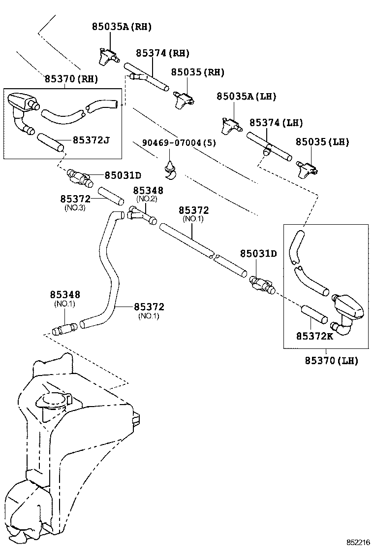 85381-28080 NOZZLE, FR WASHER, RH product image