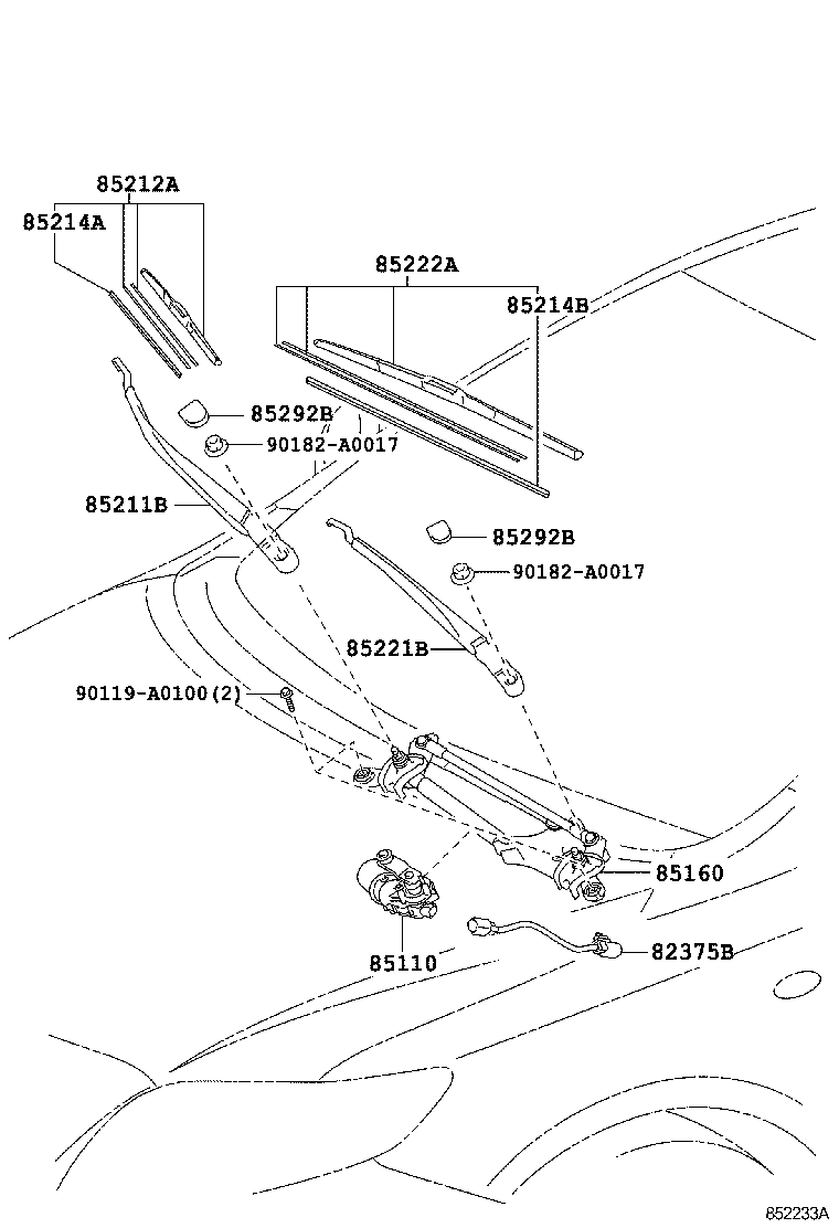 Toyota 85110-02271 MOTOR ASSY, WINDSHIELD WIPER