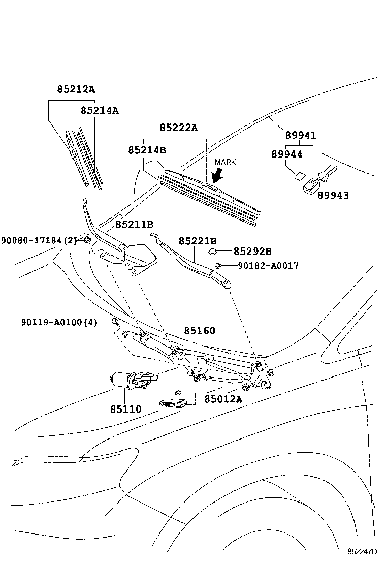 Toyota 85110-0E020 MOTOR ASSY, WINDSHIELD WIPER