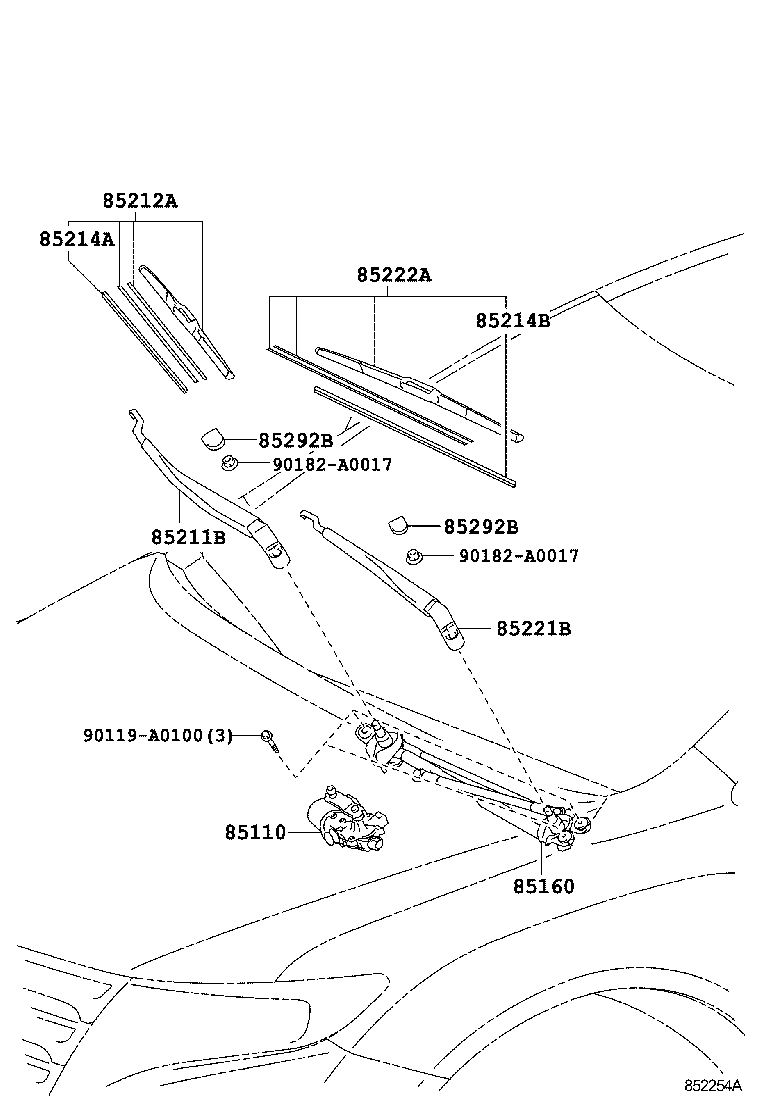 Toyota 85110-0T010 MOTOR ASSY, WINDSHIELD WIPER