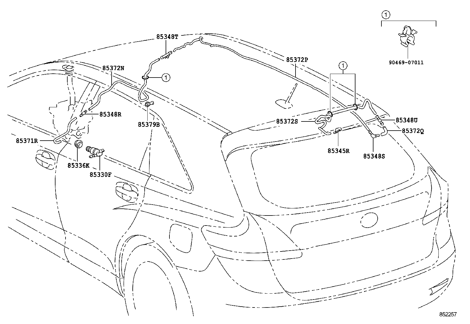 90068-33023 HOSE, REAR WASHER (FROM MOTOR TO JOINT) product image