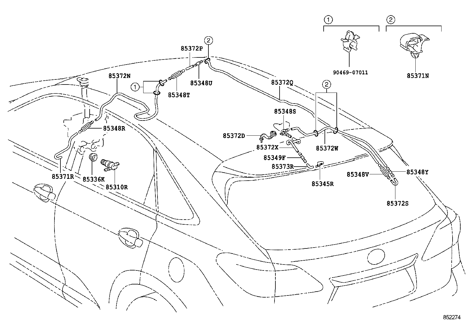 85371-48030 CLAMP, REAR WASHER HOSE product image
