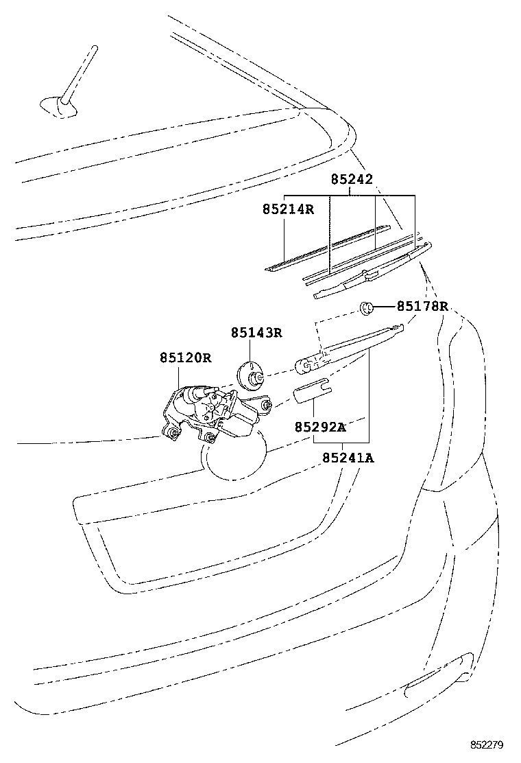 85241-05090 ARM, REAR WIPER product image