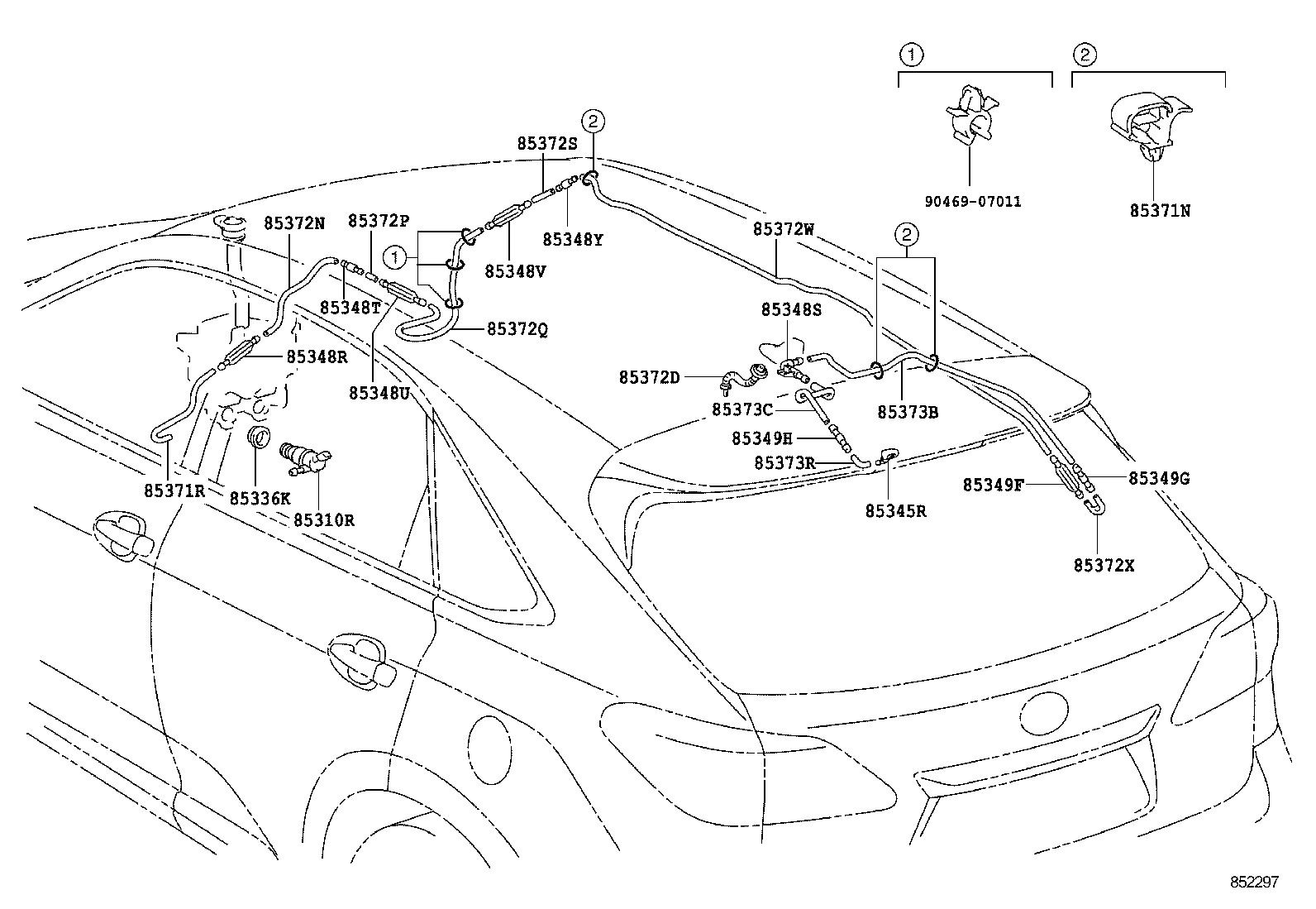 85371-48030 CLAMP, REAR WASHER HOSE product image